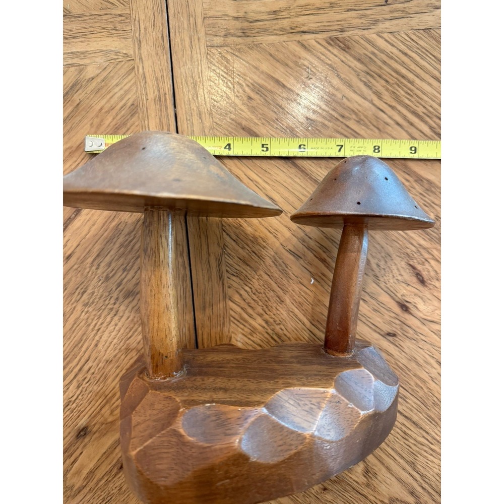 Vintage Mid Century Modern Monkey Pod Wood Mushroom Hors D'oeuvres Holder Decor - Picture 8 of 8